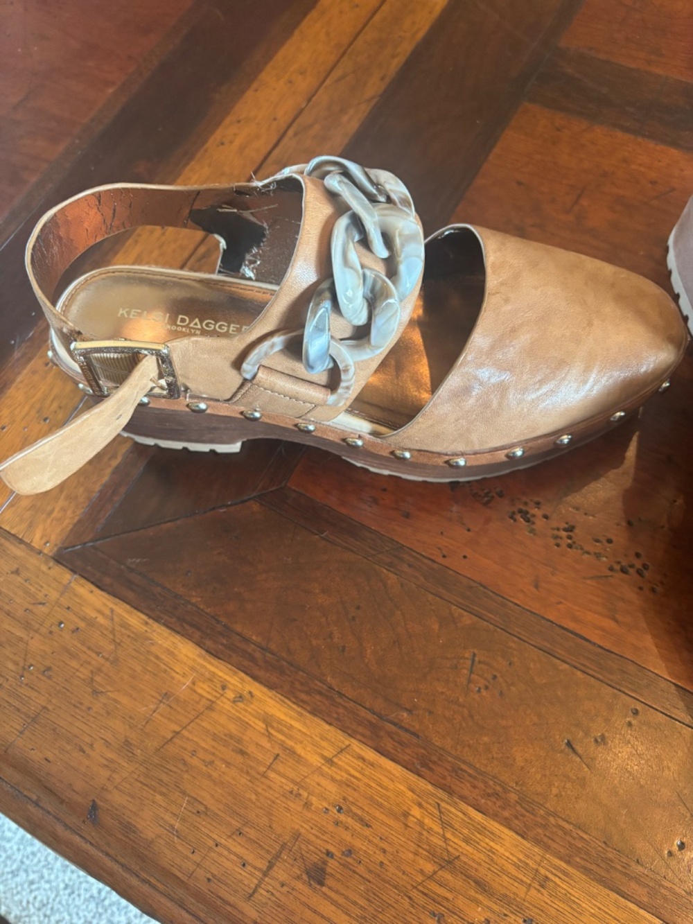 Leather Chain Studded Clogs - Picture 2 of 4